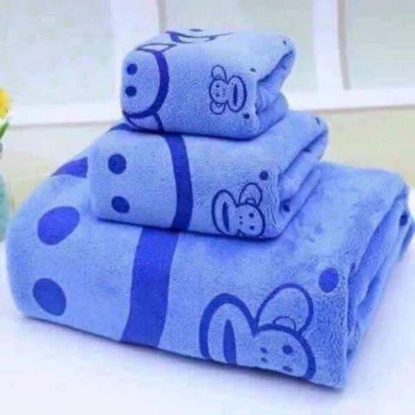 Bộ 3 khăn tắm - khăn mặt - khăn lau (Xanh)