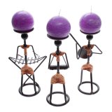 Bộ 3 Chân đế nến mỹ thuật hình nhạc công chơi bộ đàn dân tộc Eden Candle EDC-N021 + 3 nến thơm banh tròn MIC4541 7 cm (Tím, hương oải hương)