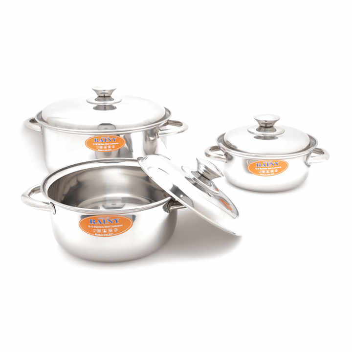 Bộ 3 nồi inox Rainy RN 06 TT (Trắng inox)
