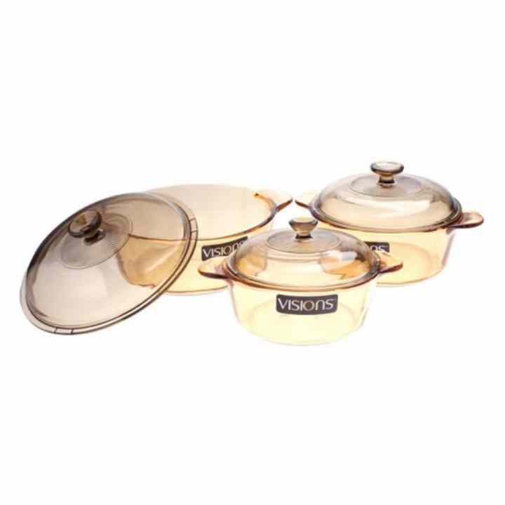 Bộ 3 nồi Visions VS-332 (1.25L+2.25L+3.25L)