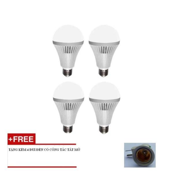 Bộ 4 Bóng đèn Led Bulb cảm ứng cơ thể thông minh 12W tự động tắt mở (Tặng đui)