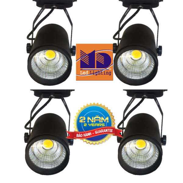 Bộ 4 bóng đèn led rọi ray vỏ đen ánh sáng trắng 12W COB - MD68