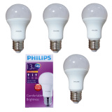 Bộ 4 Bóng đèn Philips Ledbulb 13W E27 3000K 230V A60 Ánh sáng( vàng) (Hãng phân phối chính hãng)