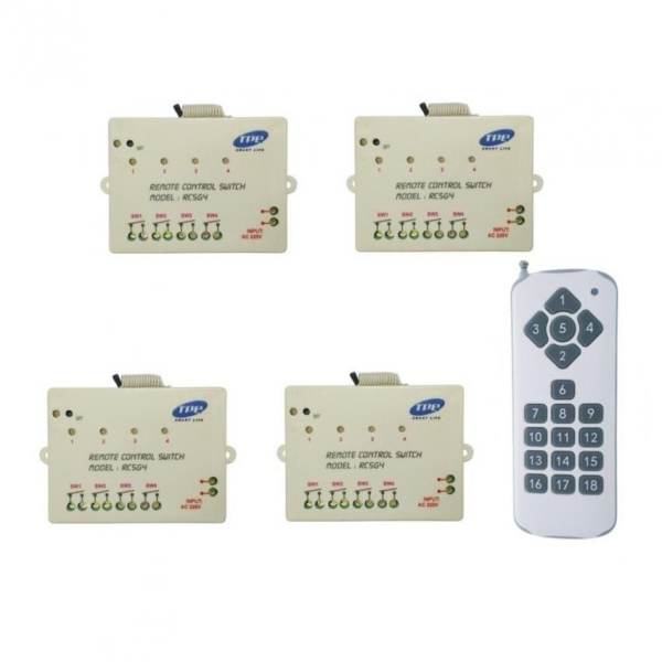 Bộ 4 công tắc điều khiển từ xa 4 thiết bị TPE RC5G4 + Remote 18 nút R3.4