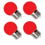 Bộ 4 Đèn LED Bulb trang trí 1W E27 Màu đỏ