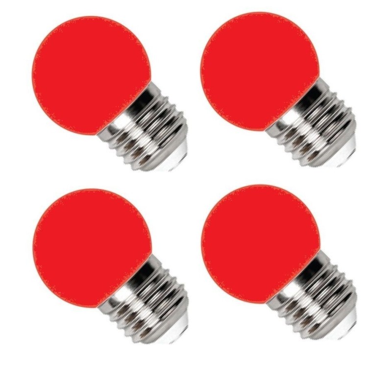 Bộ 4 Đèn LED Bulb Điện Quang 1W E27 Màu đỏ