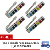 Bộ 4 ổ cắm điện đa năng LIOA 6DOF32N (Đen) + Tặng 1 ổ cắm đa năng Lioa 3D3S32