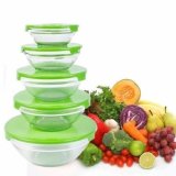 Bộ 5 bát thủy tinh chịu nhiệt có nắp (Màu ngẫu nhiên)