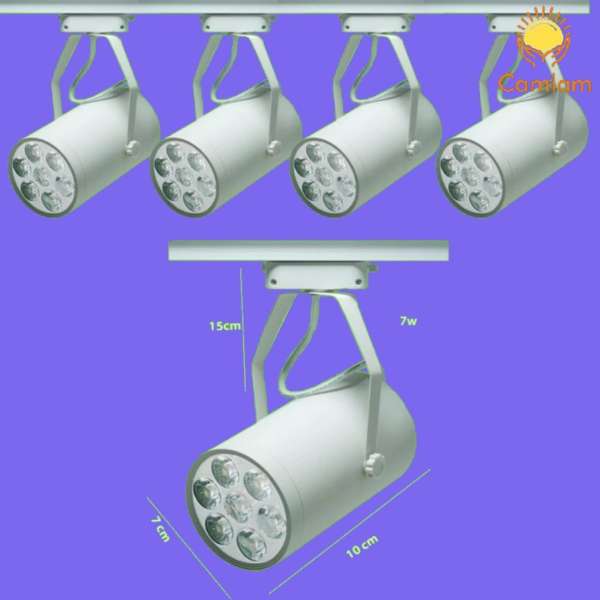 Bộ 5 đèn led rọi thanh ray 7w vỏ trắng ánh sáng trắng