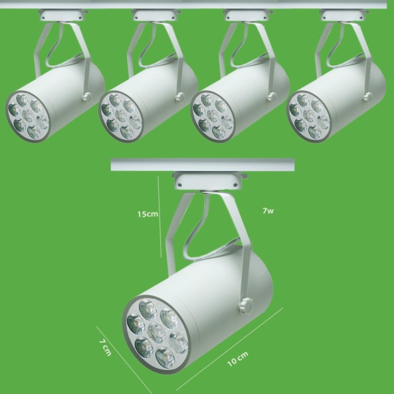 Bảng giá Bộ 5 đèn led rọi mắt ếch 7w vỏ trắng ánh sáng trắng/vàng + 1 thanh ray 1 mét màu trắng