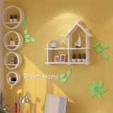 Bộ 5 lá đơn gỗ trang trí dán tường 3D (Xanh lá)