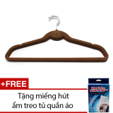 Bộ 5 móc nhung treo quần áo ubl bl0301 + tặng 1 miếng hút ẩm treo tủ quần áo uncle bills ba1184