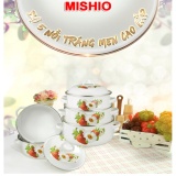 Bộ 5 nồi tráng men cao cấp Mishio MK5G + Tặng nồi cơm điện