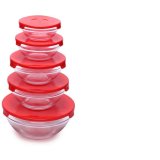Bộ 5 thố thủy tinh Glass Bowl (Đỏ)