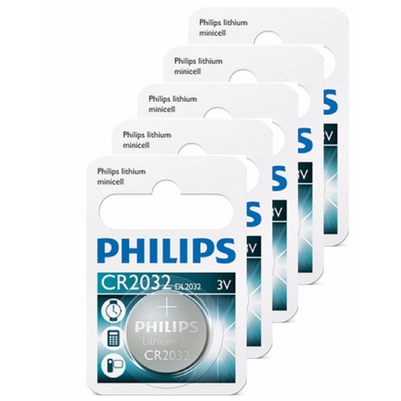 Bảng giá Bộ 5 Vỉ 1 Viên Pin Philips Minicell Cr2032 3V ( Trắng )