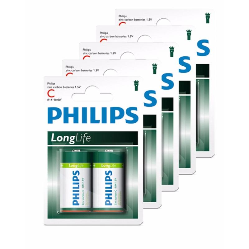 Bảng giá Bộ 5 Vỉ 2 Viên Pin Philips  Longlife C 1.5V (Xanh Lá)