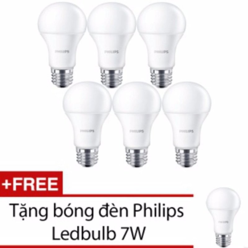 Bộ 6 bóng đèn Philips LED ESS LEDBulb 7W đuôi E27 230V P45 ánh sáng (Trắng,Vàng)+Tặng 1 bóng đèn Philips LED ESS LEDBulb 7W