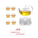 Bộ ấm chén pha trà thủy tinh Zeno SET15 + Tặng trà hoa