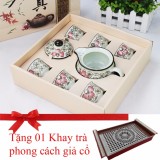 Bộ ấm chén pha trà xuất Nhật Cao cấp (Màu hồng)(Tặng 01 Khay ấm chén giả cổ)
