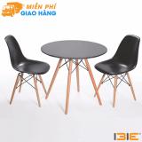 Bộ bàn tròn Eiffel 60 cm 2 ghế Eames (Đen)