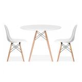 Bộ bàn tròn Eiffel 60 cm 2 ghế Eames (Trắng)