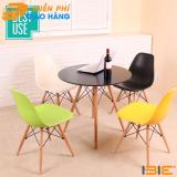 Bộ bàn tròn Eiffel 60 cm 4 ghế Eames (Đen)