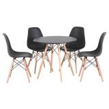 Bộ bàn tròn Eiffel 60 cm 4 ghế Eames (Đen)