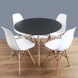 Bộ bàn tròn Eiffel 60 cm 4 ghế Eames (Đen)