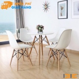 Bộ bàn tròn Eiffel 60cm 4 ghế Eames (Trắng)