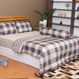 Bộ chăn ga gối bọc chần gòn Cotton Cuscino 144 ( Caro nâu)