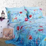 Bộ Chăn ga gối mùa hè KORE -  Mint Tencel _ Hoa Sóng 160*200 cm