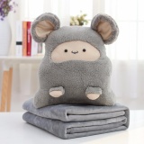 Bộ chăn gối văn phòng chuột bông (xám)