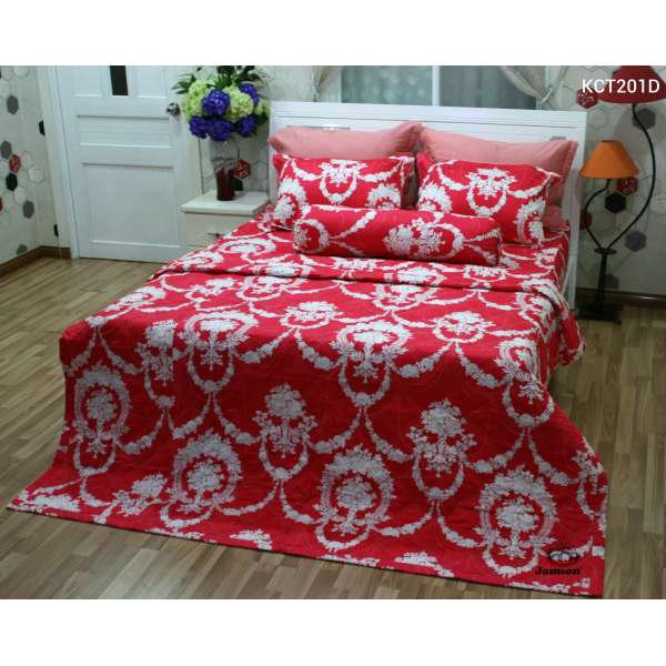 Bộ chăn ra gối bọc chằn gòn Cotton Jamion KCT201D 160x200 (Đỏ)