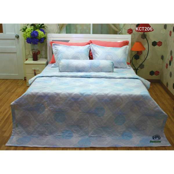 Bộ chăn ra gối bọc chằn gòn Cotton Jamion KCT206 160x200 (Xanh)