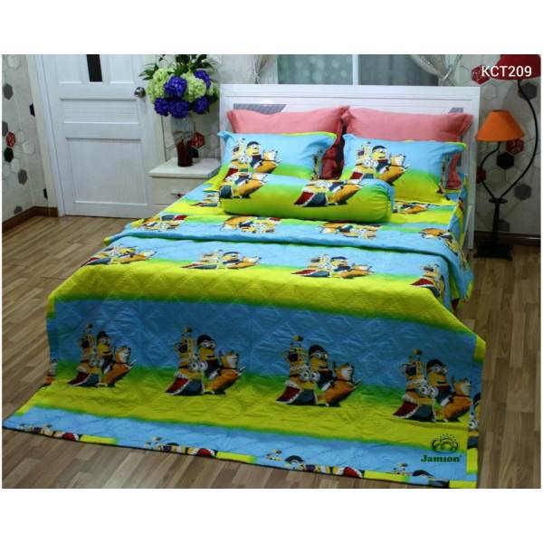 Bộ chăn ra gối bọc chằn gòn Cotton Jamion KCT209 160x200 (Vàng)