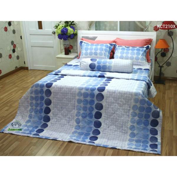 Bộ chăn ra gối bọc chằn gòn Cotton Jamion KCT210X 160x200 (Xanh)