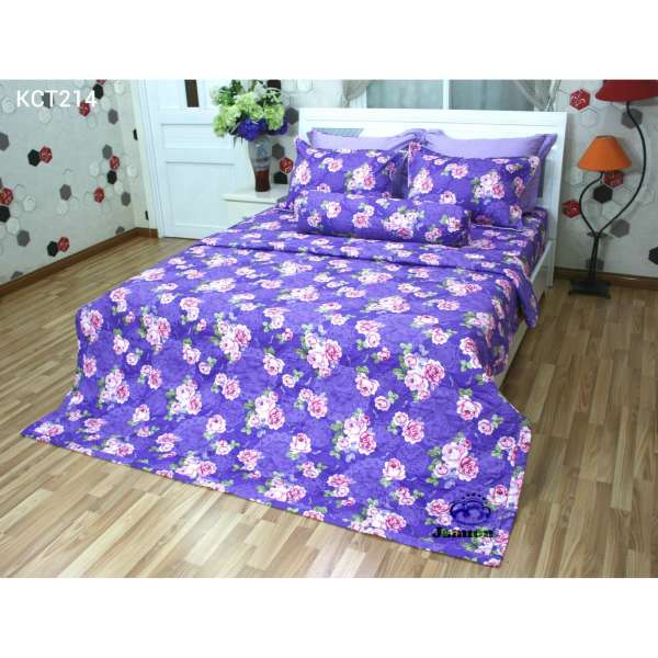 Bộ chăn ra gối bọc chằn gòn Cotton Jamion KCT214 160x200 (Tím)