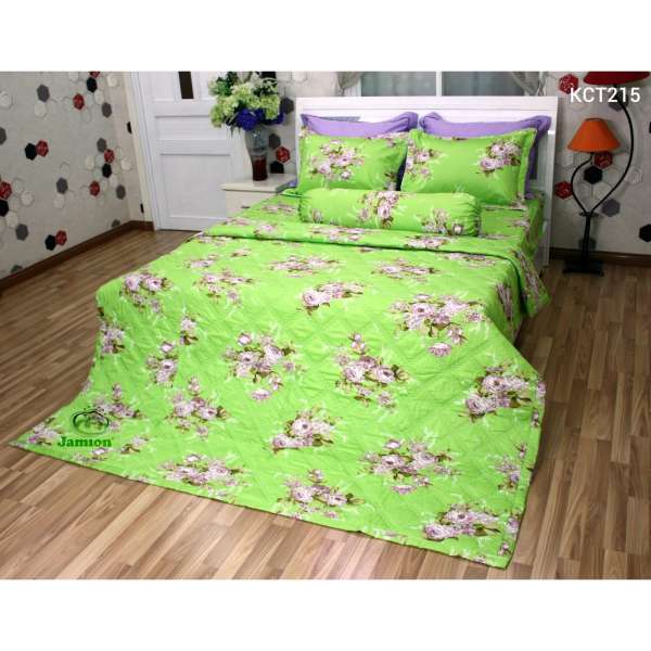 Bộ chăn ra gối bọc chằn gòn Cotton Jamion KCT215 180x200 (Xanh)