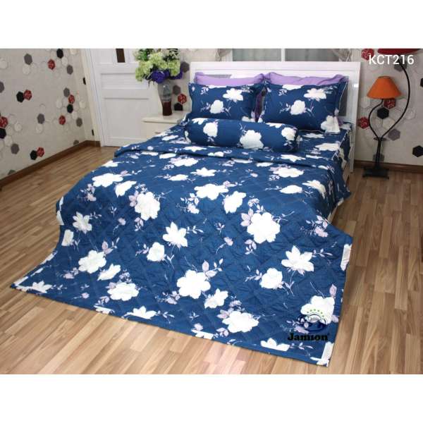 Bộ chăn ra gối bọc chằn gòn Cotton Jamion KCT216 160x200 (Xanh)