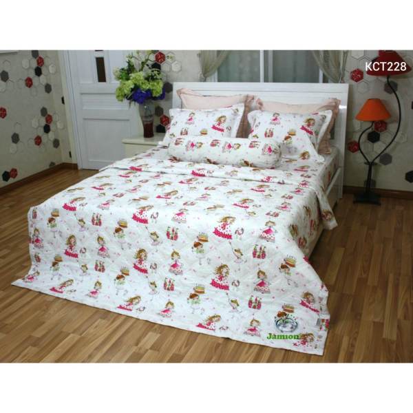 Bộ chăn ra gối bọc chằn gòn Cotton Jamion KCT228 160x200 (Trắng)