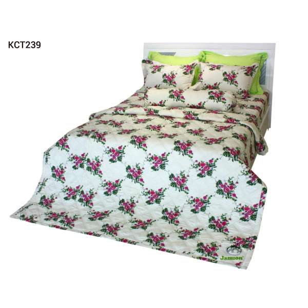 Bộ chăn ra gối bọc chằn gòn Cotton Jamion KCT239 160x200 (Trắng)