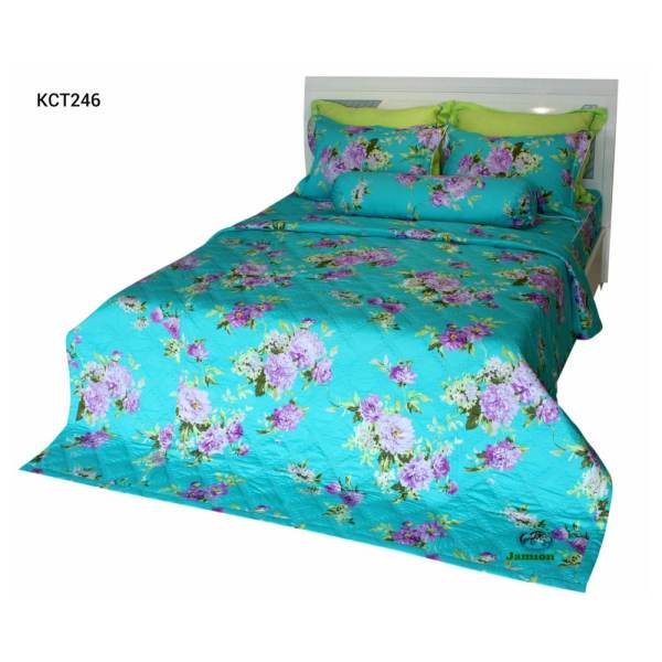 Bộ chăn ra gối bọc chằn gòn Cotton Jamion KCT246 160x200 (Xanh)