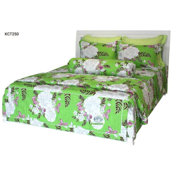 Bộ chăn ra gối bọc chằn gòn Cotton Jamion KCT250 160x200 (Xanh)