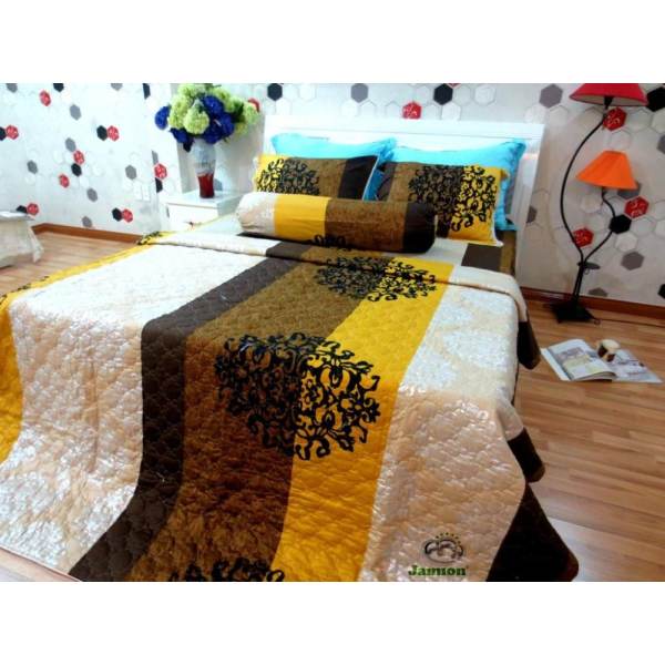 Bộ chăn ra gối bọc chằn gòn Cotton Jamion KCT58 160x200 (Vàng)