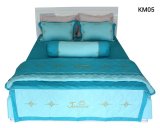 Bộ chăn ra gối bọc chằn gòn Cotton thêu Jamion KM05 180x200 (Xanh)