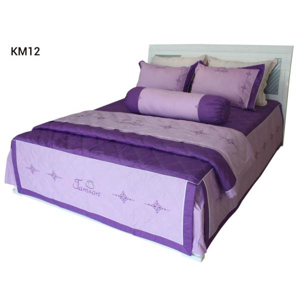 Bộ chăn ra gối bọc Cotton thêu Jamion KM12 180x200 (Tím)