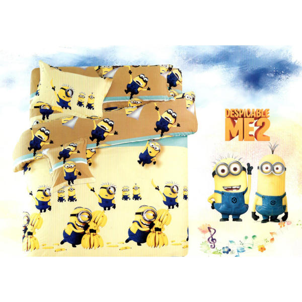 Bộ chăn ra gối hình Minion Tencel Shop 120 x 190cm (Vàng nâu)