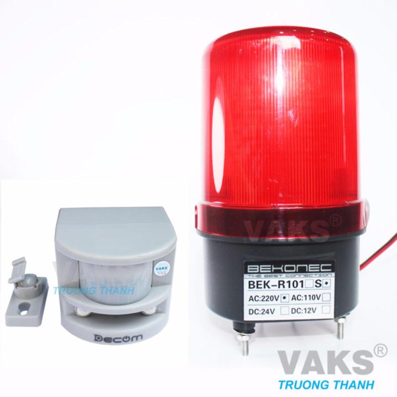Bộ chống trộm cảm biến hồng ngoại HT1A + Đèn quay còi hụ BEK-R101S (Đỏ)