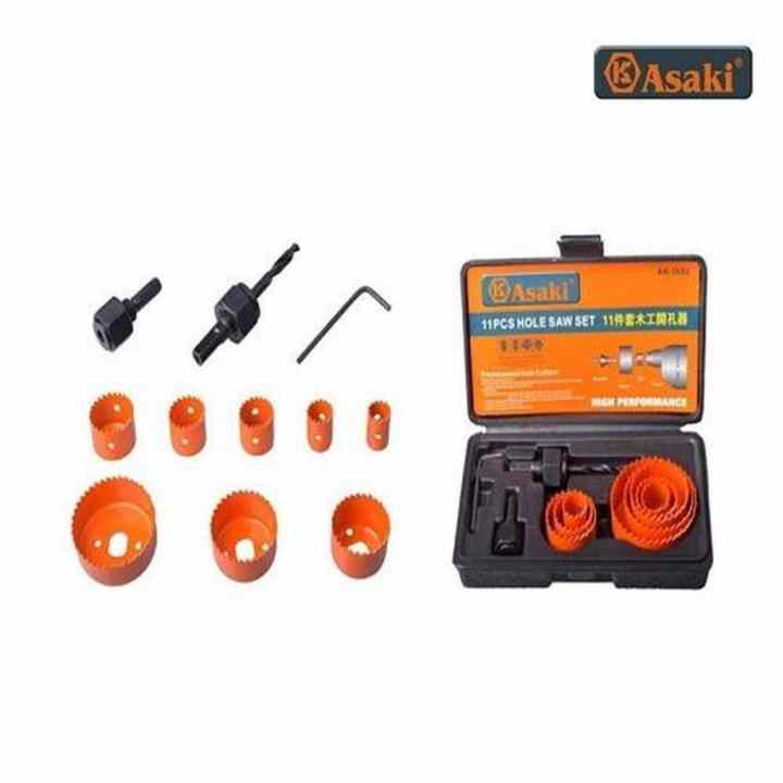 Bộ công cụ khoét lỗ gỗ và thạch cao 11 chi tiết Asaki AK-3682