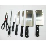 Bộ dao kéo nhà bếp đa năng 8 món chất liệu INOX  (Đen)